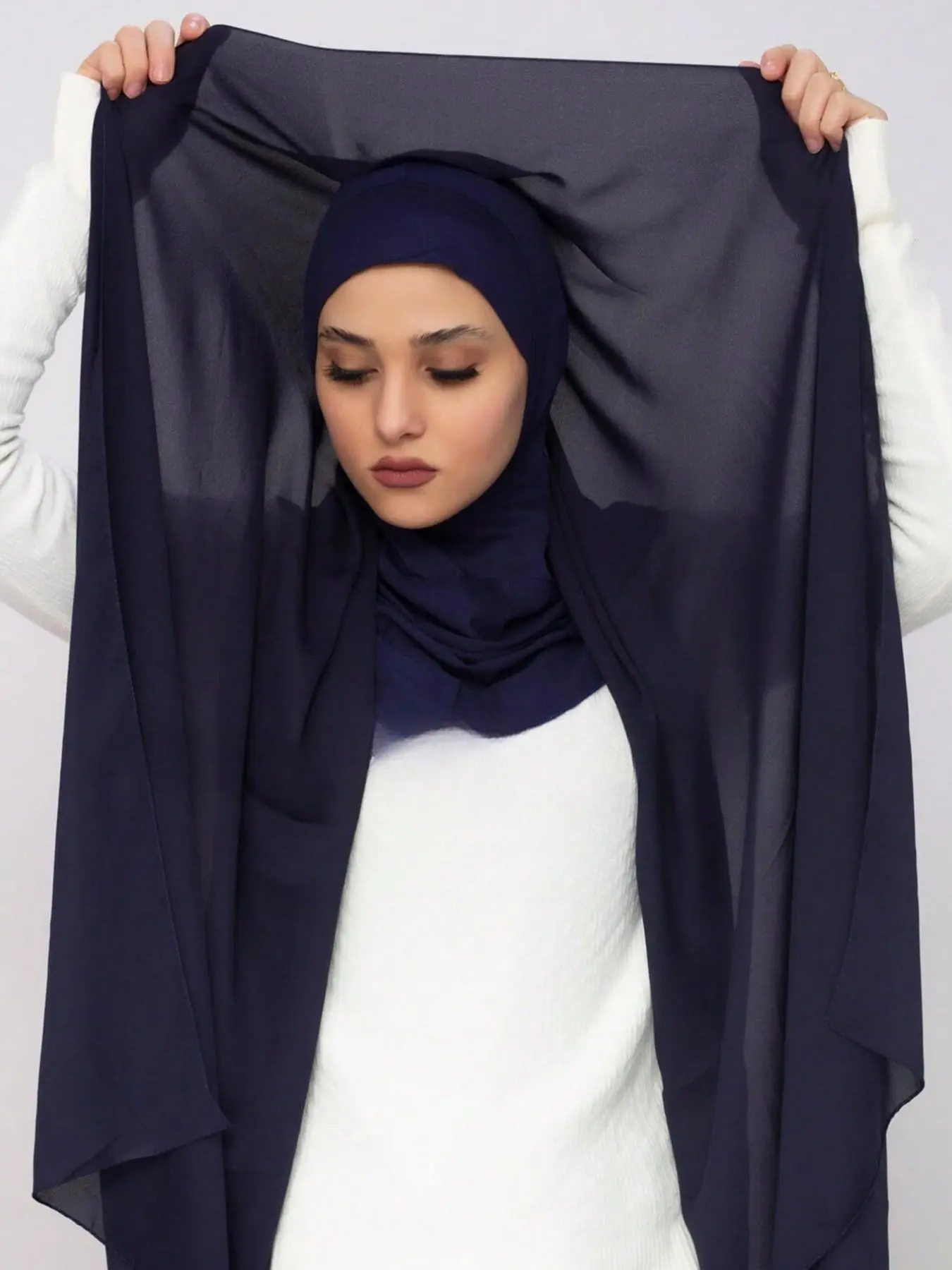 Women's Fashion Chiffon Scarf Headscarf Set, Solid Color Sun Protection Lazy Head Wrap, Elegant Hijab For Muslim Modesty for Daily Outdoor Use