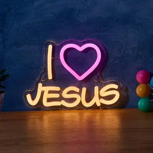 Christian Christmas Prayer Atmosphere Light, Decorative Neon Sign, USB Powered Decorative Lamp for Bedroom Living Room Desk Wall Decoration, No Power Plug Included