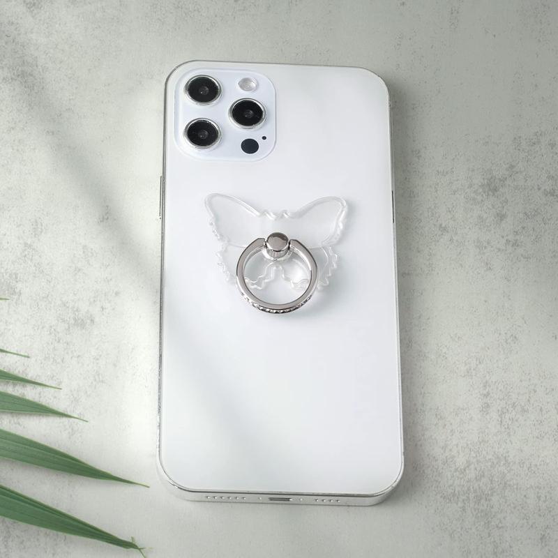 [2 Pack] Transparent Diamond Phone Ring Holder – 360° Rotating & 180° Adjustable Finger Kickstand, Electroplated Grip Stand for iPhone, Samsung & All Smartphones