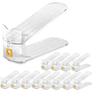 Clear Shoe Slot Organizers 12PACK Shoe Stacker Rack Organizer for Closet Adjustable Shoes Holders Space Saver Zapateras Organizers