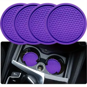 Car Cup Coaster, Auto Car Cup Holder Insert Coasters Silicone Anti-Slip Drink Car Cup Mat, Universal Vehicle Interior Accessories 4pcs