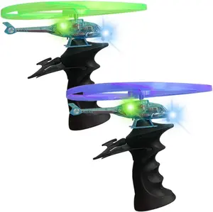 Light Up Ripcord Helicopters, Set of 2, Cool Flying Toys for Kids with Flashing LEDs, Indoor and Outdoor Toys for Boys and Girls, Great Birthday Gift, Light Up Party Favors