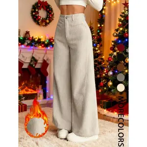 New corduroy wide-leg pants with a high waist and loose fit for women—casual, comfortable, and fashionable women’s trousers