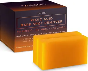 VALITIC Kojic Acid Dark Spot Remover Soap Bars with Vitamin C, Retinol, Collagen, Turmeric - Original Japanese Complex Infused with Hyaluronic Acid, Vitamin E, Shea Butter, Castile Olive Oil (2 Pack) Body Care Moisture