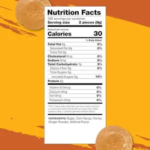 Honey Ginger Hard Candy - 2 Pound Bulk Pack (About 200 Count) - Individually Wrapped