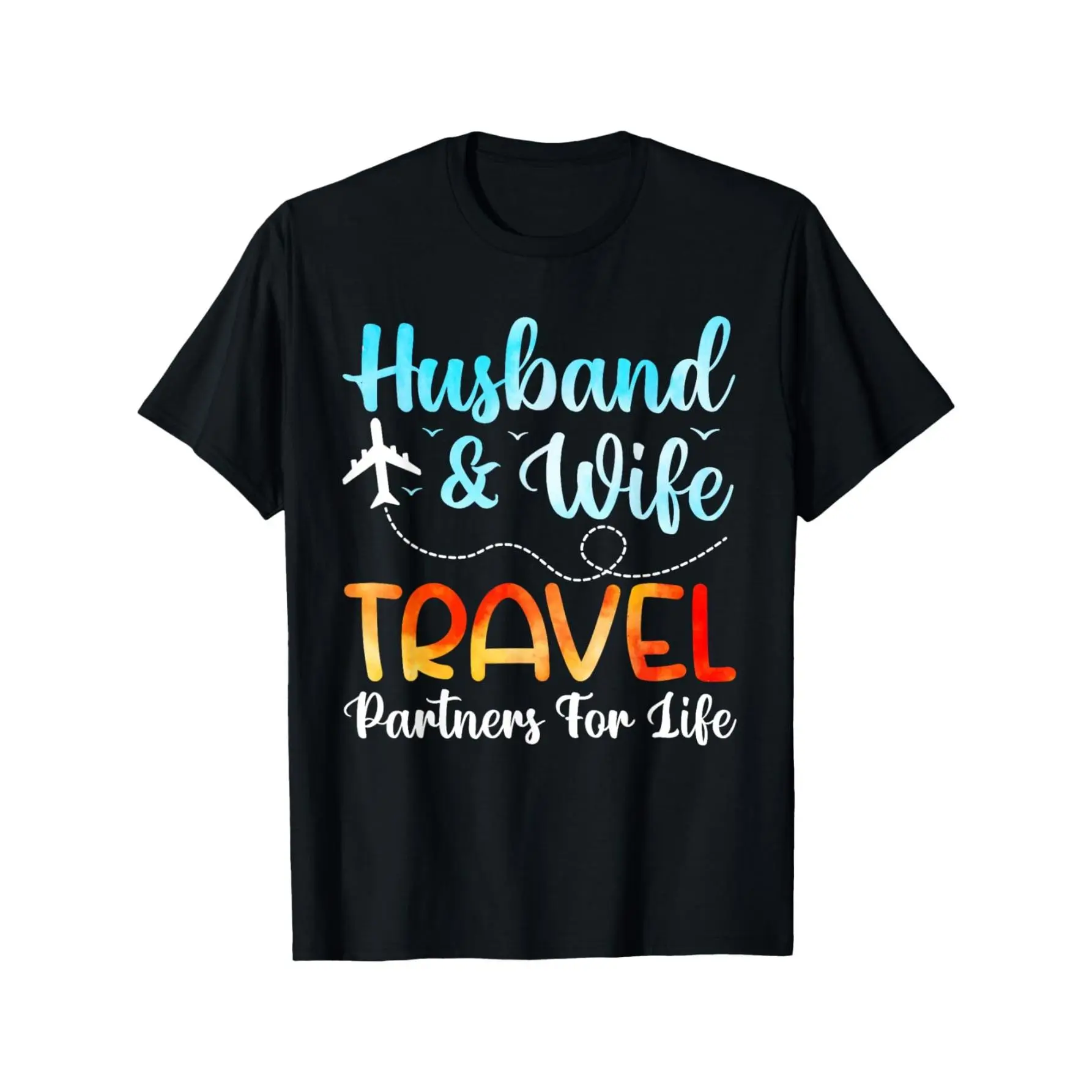 Men's Oversized Short-Sleeve T-Shirt - 180g Casual Streetwear Top, Funny Husband-Wife Travel Partners Matching Couple Graphic Comfy Clothes