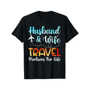 Funny Husband And Wife Travel Partners Matching Couple T-Shirt 180g
