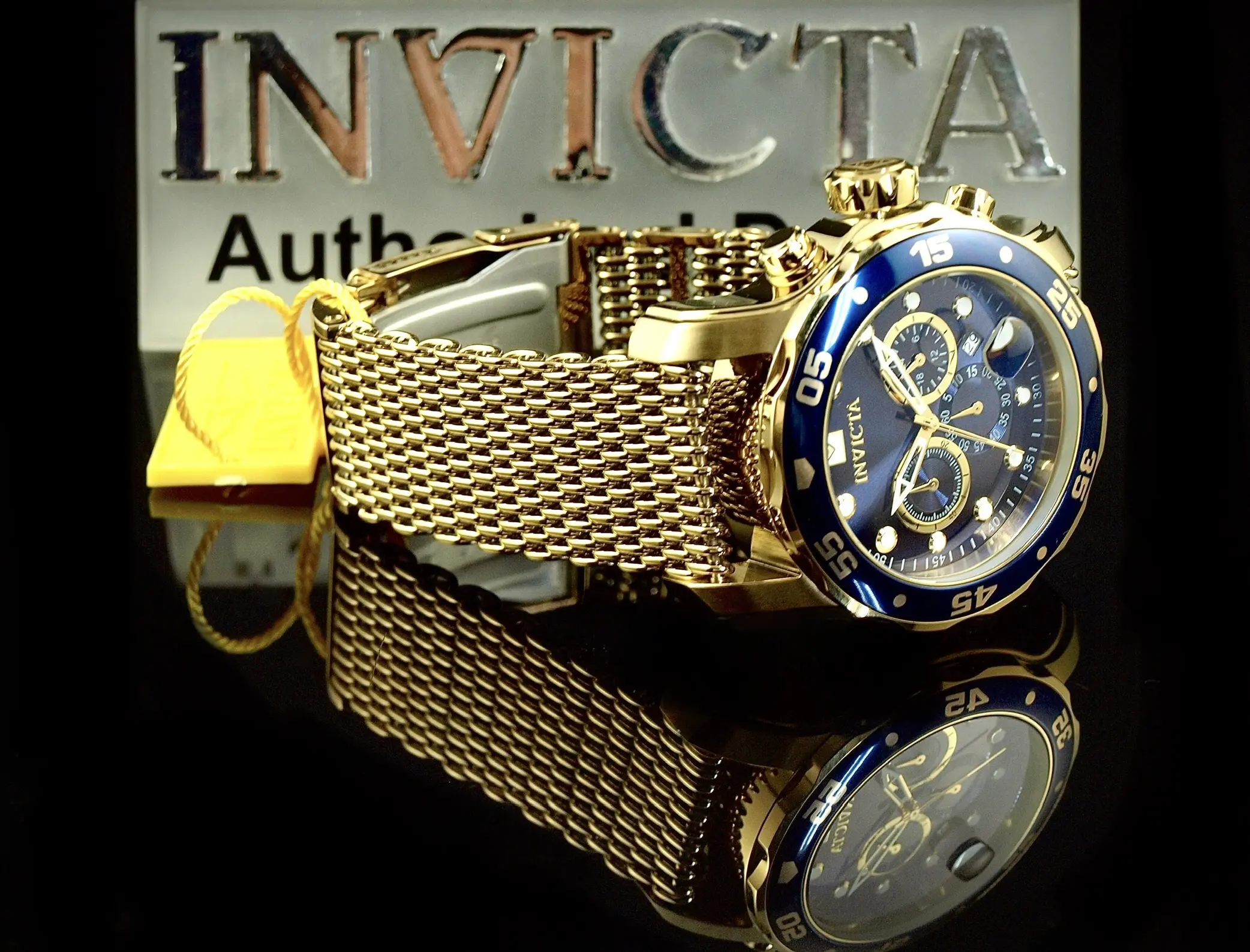 BRAND NEW Invicta Men 48mm Pro Diver Scuba Chronograph Mesh Bracelet BLUE DIAL Stainless Steel Watch !!