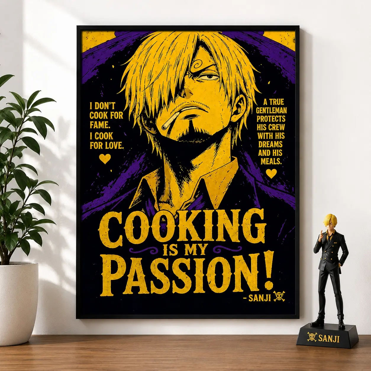 Sanji Cooking Is My Passion Art Poster, OP Anime Quote Wall Art, Manga Character Print, Anime Bedroom Decor, Gift For Fans