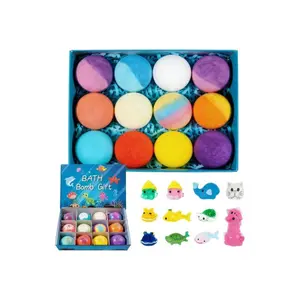 Fizzy Ocean Bath Bomb Gift Set, Scented Bath Salts Ball with Toy for Tub Spa, 60g