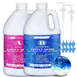 Epoxy  Kit, 2 Gallon Epoxy   Clear Not Yellowing No Bubble Self Leveling for DIY Molds   Table Tops Bar Top Casting Coating Crafts Supplies Easy Mix 1:1 Ratio