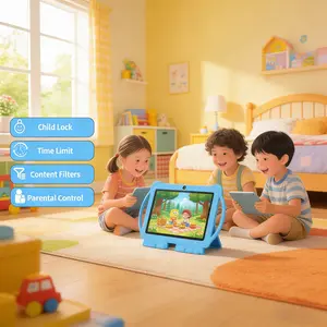 Kids Tablet 7 Inch, Learning Entertainment Tablet, Android 12, 1gb RAM 16GB ROM, 2.4g WiFi, BT, 1024x600 Display, Parental Control, 3000mah, Dual Camera, Shockproof Case