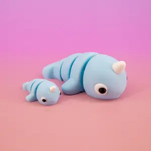 Pocket Pal: Narwhal Flexi Figurine Articulated Fidget - Handmade 3D Printed Figurine with Cute Expression with Tusk & Available in Mini & Large Sizes