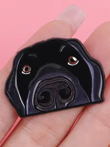 Black Dog Enamel Brooch, Cartoon Animal Zinc Alloy Badge, Fashion Accessory for Backpacks, Sweaters, Coats, All Seasons Wear