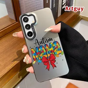 Case compatible with Samsung Galaxy S24 Plus S25 Ultra S23 Ultra S22+ Autism Mama Bow Patterned Anti-Scratch Military-Grade Drop Protection Slim Cover Cellphone Protective