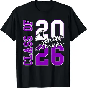 100% Cotton Senior 2026 Class of 2026 Purple Graduation 2026 Senior 26 T-Shirt