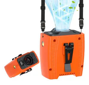 12000mAh Portable Waist Fan Rechargeable, 5 Speeds, 16000RPM Strong Wind, 48 Hours Run Time, LED Display, Flashlight, Neck Fan, Personal Wearable Belt Fan for Camping, Outdoors, Construction Sites, Orange,ventilador recargable
