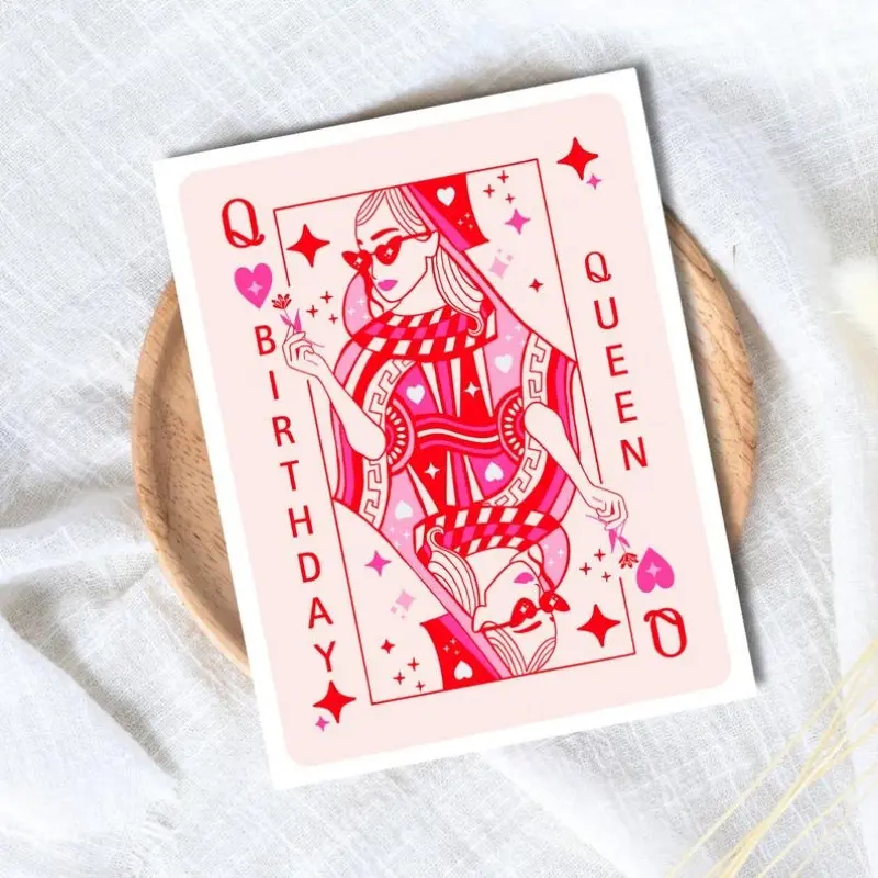 1PC Birthday Queen Card, Happy Birthday Bestie Card, Best Friend Birthday Card, Friendship Card for Girls, Friends Birthday Gift Idea, Fun Party Cards, Card Design