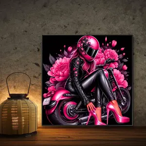 Motorcycle & Girl Pattern DIY Diamond Arts Colorful Painting Kit without Frame, DIY 5D Diamond Arts Colorful Painting Kit, Wall Art Decor for Home, Diamond Painting Kits