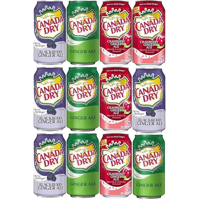 Canada Dry Ginger Winter Variety Pack - 3 Flavors : Cranberry, Regular, Blackberry - 12 pk