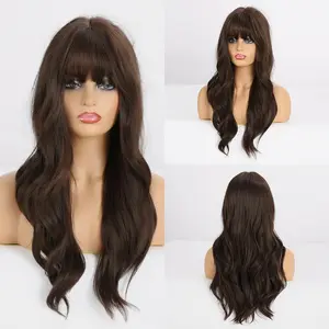 Isla-DWY Long-length Wave Brown Glueless Synthetic Wig for Women 26 Inches