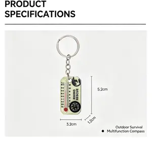 Portable 3-in-1 Compass with Thermometer Key Ring Outdoor Survival Gear for Backpacking Travel Hunting Climbing