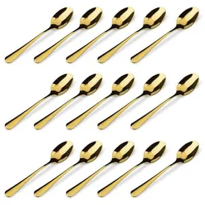 15 Packs Demitasse Stainless Steel Mini Gold Coffee Spoon 4.3 Inch for Dessert