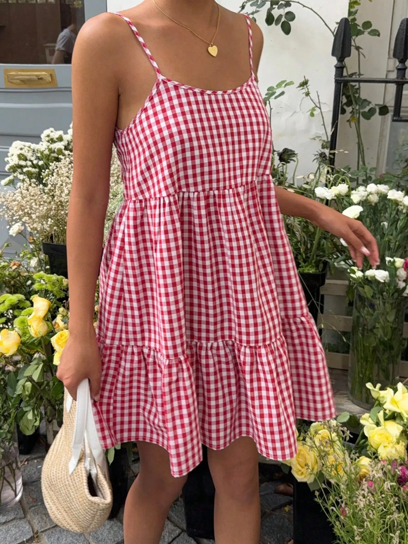 Women's New Summer Plaid Apron Dress, Sleeveless Backless Jumpsuit, Ladies' Summer One-Piece, Fashionable, Comfortable, Casual Boho Chic Bohemian, Boho Styles Fashion, Womenswear, Casual Wear