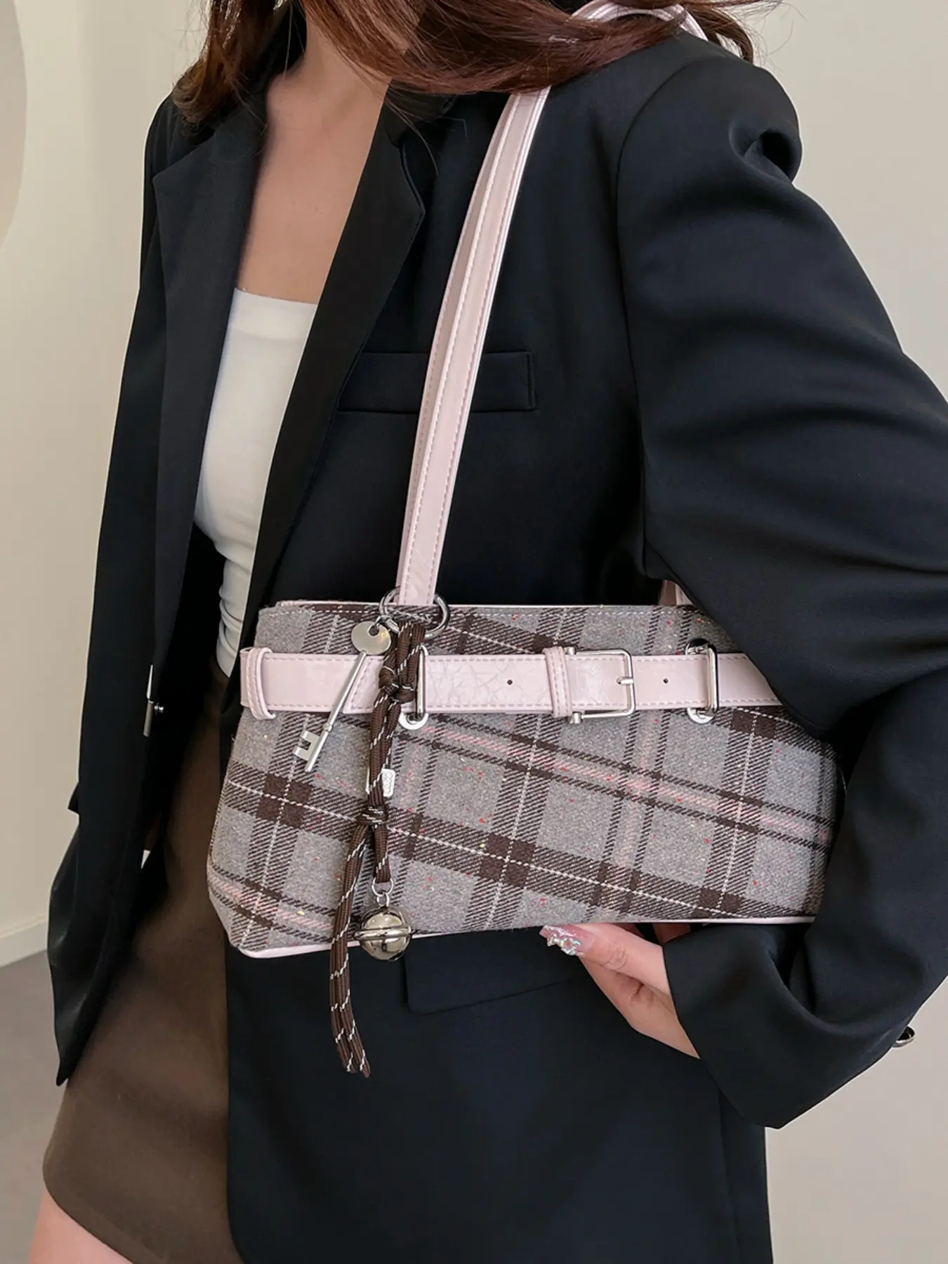 Fashion Large Capacity Plaid Crossbody Bag for Women, New Trendy Casual Commuter Shoulder Handbag, Stylish Daily Use Accessories, Crossbody Shoulder Purses, Fashionable Shoulder Bag, Versatile Shoulder Bags