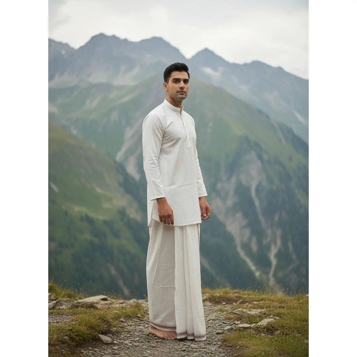 White Full Sleeve Kurta w/ Collar