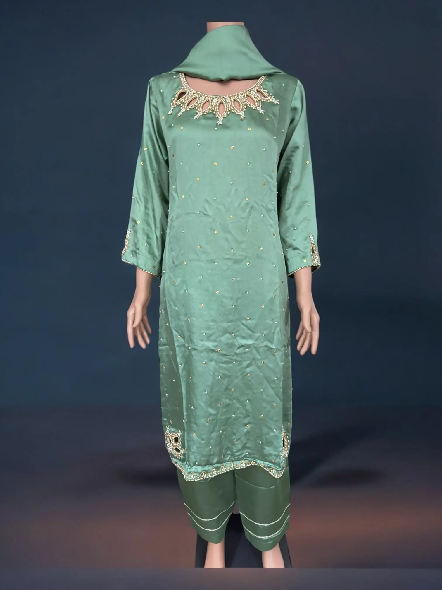 Mint Color - Traditional Designer Salwar Kameez Suit- Ethnic Wear for Women - 236