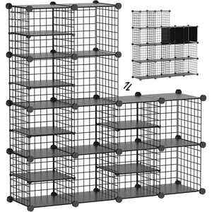 Wire Cube Storage Organizer, 12 Cubes Converted into 14 Cubes, Sturdy Metal Grids Storage Shelf Closet Shelving Units and Storage, Shelves for Bedroom LIvingroom Office