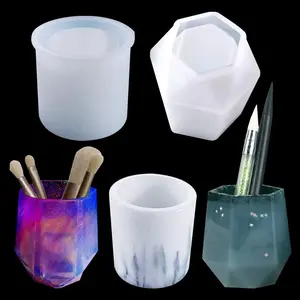 3Pack Silicone Resin Mold Concrete Mold, Hexagon, Cube and Cylinder Planter Mold, DIY Flower Pot Epoxy Organizers Plaster Clay Craft Jewelry Storage Trinket Holder Home Decor
