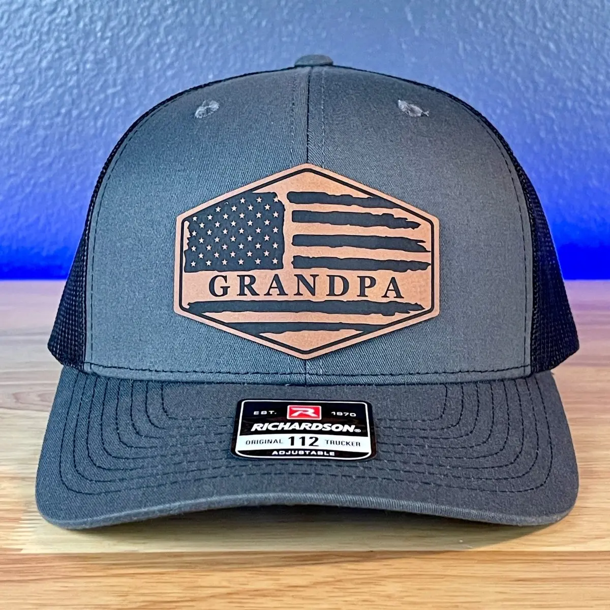 Grandpa American Flag Patriotic SnapBack Patch Hat Grandfather Christmas Gift Adjustable Trucker Hat
