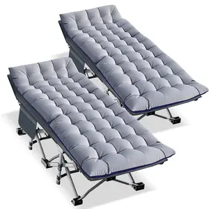 Lilypelle 2 Packs Folding Bed Cot with 3.3 Inch 2 Sided Mattress, 75"* 28" Folding Camping Cots with Carry Bag, Portable Sleeping Cot Guest Bed