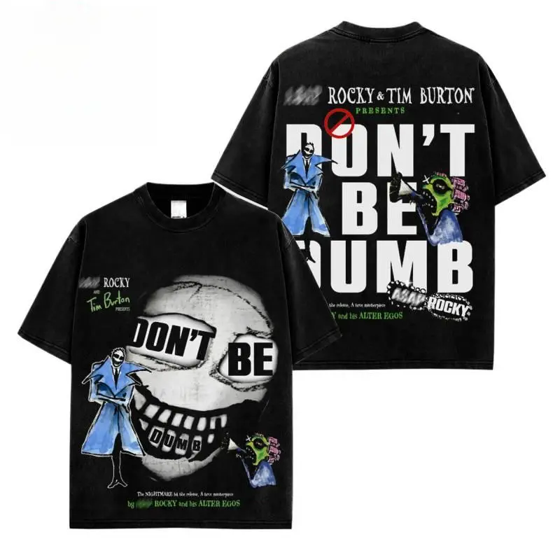 🔥[Graphic Tee] Rocky "Don’t Be Dumb" Graphic Tee – High-Quality Cotton Hip Hop Shirt, ASAP Mob Inspired Rap Merch, Vintage Flacko Tour Streetwear T-Shirt, Oversized Y2K Urban Fashion Tee, Unisex Music Fan Apparel, Gift for Rap Lovers & Collectors