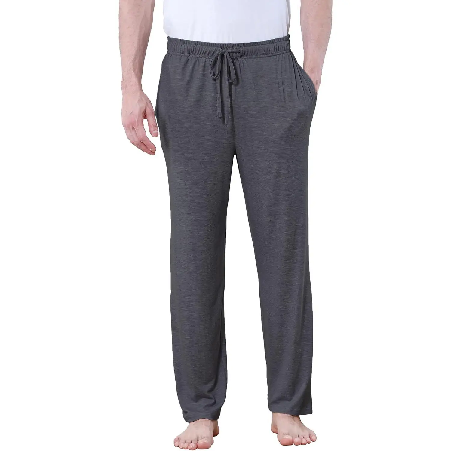 Men's Cotton Lightweight Pajama Pants - Smooth, Breathable Menswear, Adjustable Drawstring, Pockets, Customized All-Season Lounge Sleep Joggers Sleepwear, Casual, Loungewear, Traveling, Relaxed Wide, Jogger Fit, Year-Round