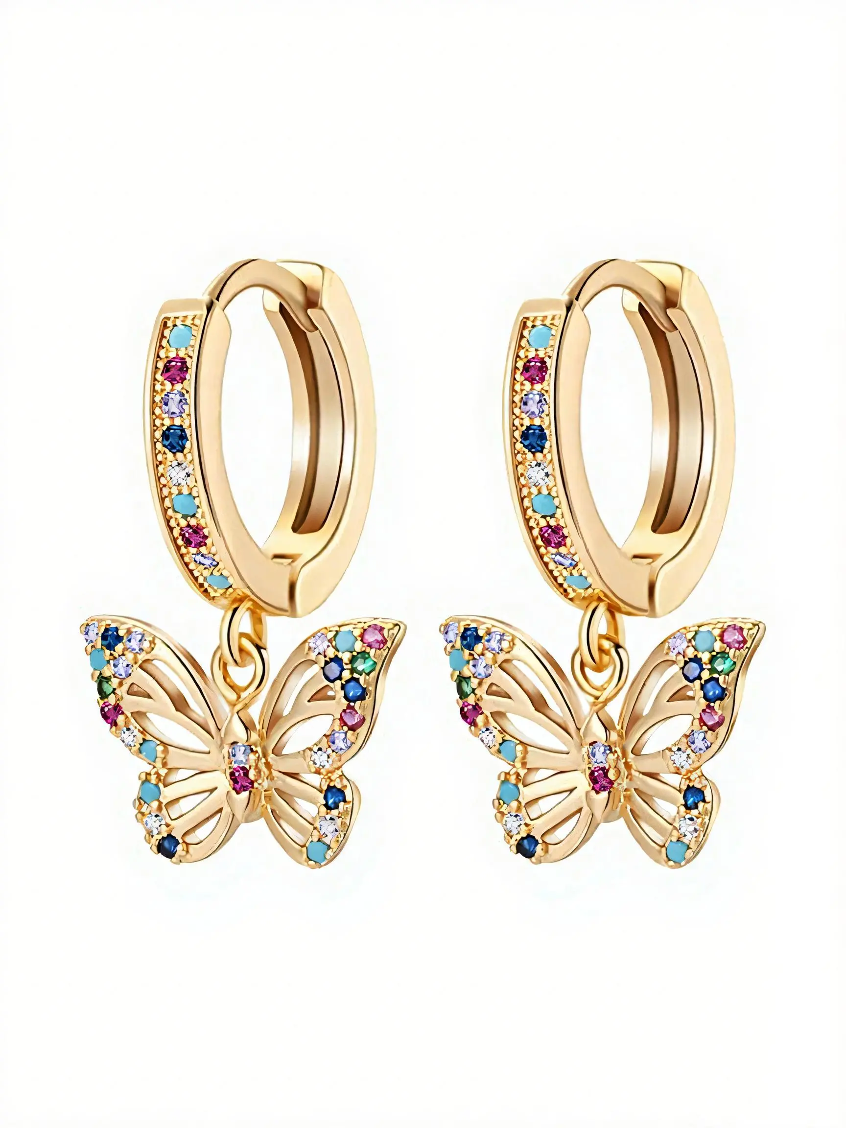Delicate Butterfly Earrings for Women, Artificial Zircon Earrings, Hoop Dangle Earrings Stackable Design, Fashionable Earrings, Ideal Birthday or Anniversary Gift, Perfect for Everyday Wear Jewelry, Dainty Fashion Jewelry