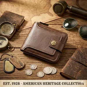 Men's Vintage Wallet – Zip-Around Wallet with Coin Pocket & Everyday Carry Design
