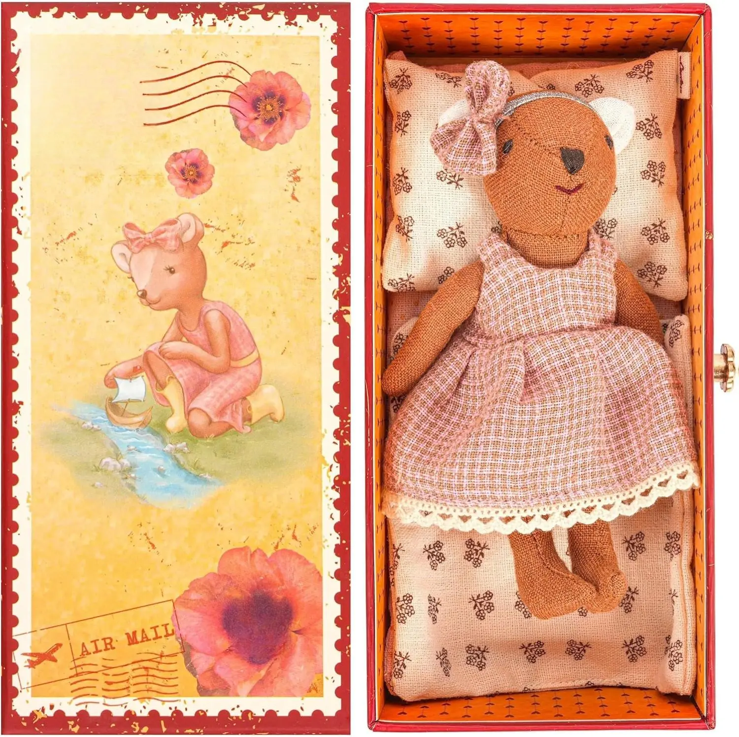 LEVLOVS Bear in a Box Bear Abigail in a Gift Box with The Bedding