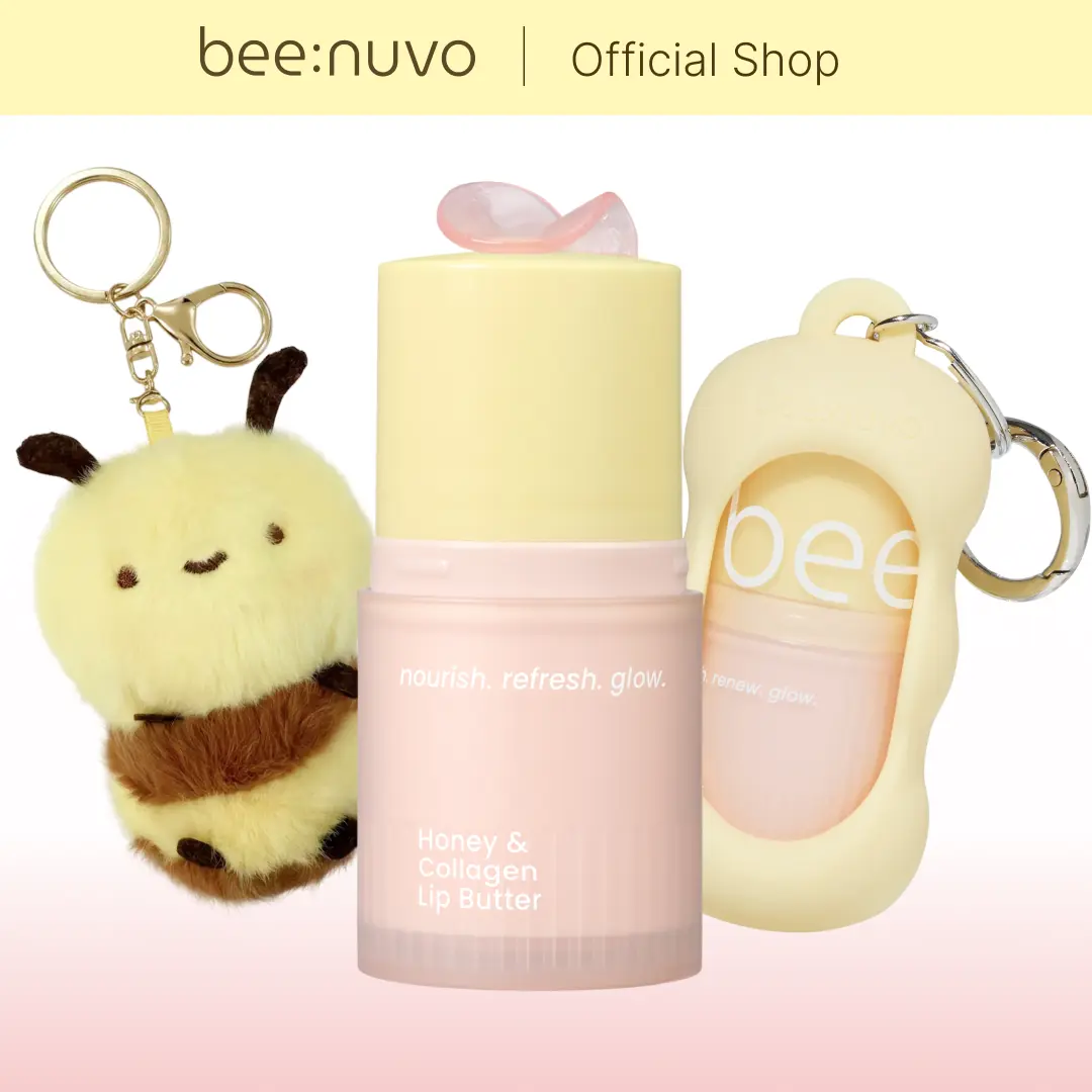 beenuvo Honey & Collagen Lip Butter, Clinically Tested Deep Moisturizing Lip Balm and Korean Overnight Lip Mask for Dry Chapped Lips, 0.46 oz