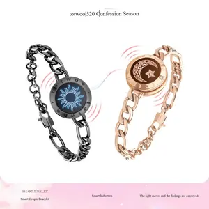 totwoo Sun and Moon Lovers Smart Sensor Couple Bracelet Ferrero Chain Long-Distance Relationship Remote Interaction Vibration Valentine's Day Gift
