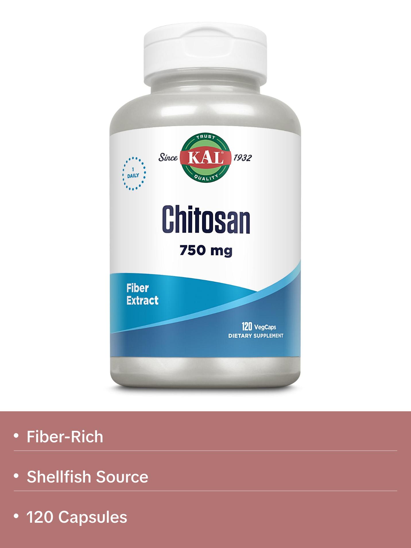 Chitosan VegCaps 750 mg - Fiber Extract for Dietary Supplementation - 120 Capsules - Source: KAL Since 1932 Springtok Healthcare Fitness Edible Vitamin Bathroom