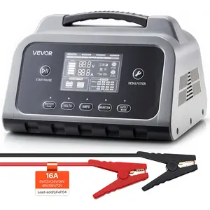 【Summervibes】VEVOR Smart Battery Charger, 16A, 6V 12V 24V 36V 48V 60V 72V Lithium LiFePO4 Lead-Acid (Gel/AGM) Car Battery Charger, with LCD Display, Trickle Charging Maintainer Desulfator, for Car Boat Motorcycle