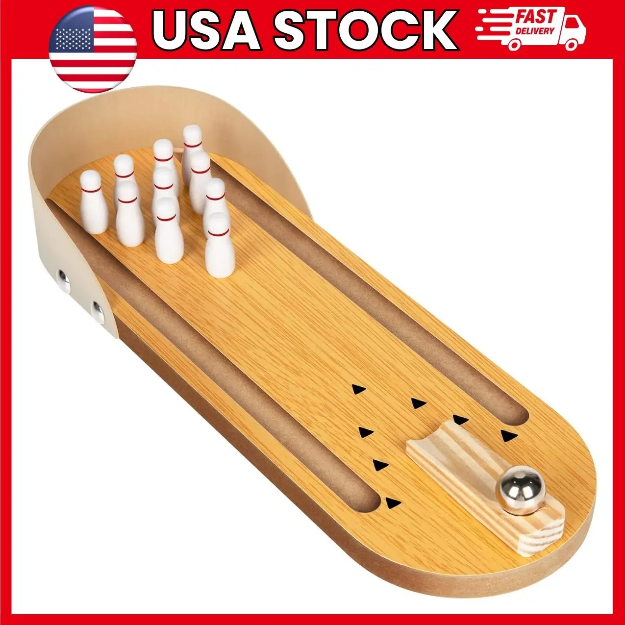 Mini Bowling Game Set, Tabletop Wooden Bowling Toy with Mini Pins and Ball, Portable Desk Game for Kids and Adults, Indoor Party Favor, Classroom Activity and Gift | mini bowling game, tabletop bowling set, mini bowling toy, wooden