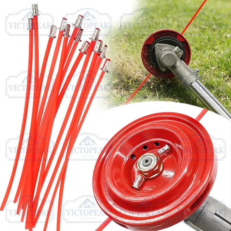 3.0mm X 21cm Square Metal Head Grass Rope, 12 Pieces, Durable Efficiency Performance Nylon Lawn Trimming Line, Replacement for Mowers, Trimmer, Gardening Tools