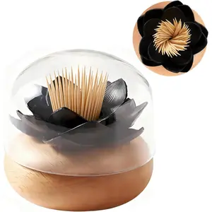 Toothpick Holders Wood Toothpick Dispenser, Tooth Picks Wooden Holders Black Decorative for Kitchen Bathroom Accessories Cute Gifts -with 80 Toothpick (Black)