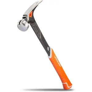 17 oz Framing Hammer, Straight Claw Hammer with   Holder, Rip Claw Hammer with Smooth  & Shock Absorbing Grip, Heavy Duty One- Forged Hammer 0524