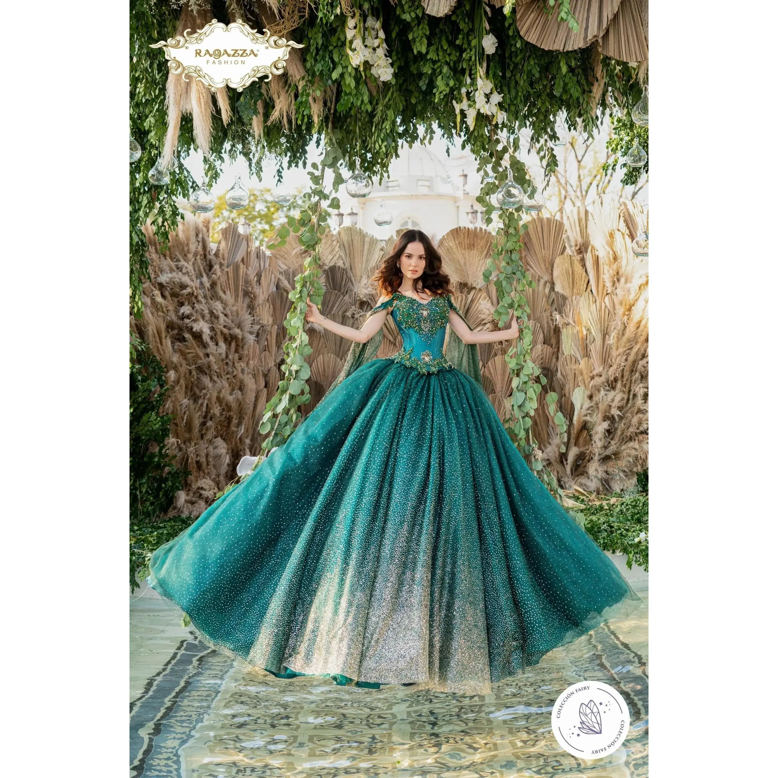 CAPE SLEEVE QUINCEANERA DRESS BY RAGAZZA D84-584