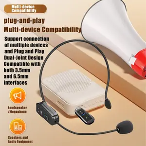 Wireless Headset Microphone 2.4g, HiFi High Fidelity Sound, One-Click Mute Function, Dual Interface 3.5mm/6.5mm, Ideal for Teaching Speech Guide Meeting Live Streaming